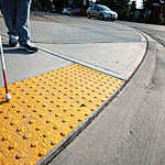 Tactile walking surface for blind people.